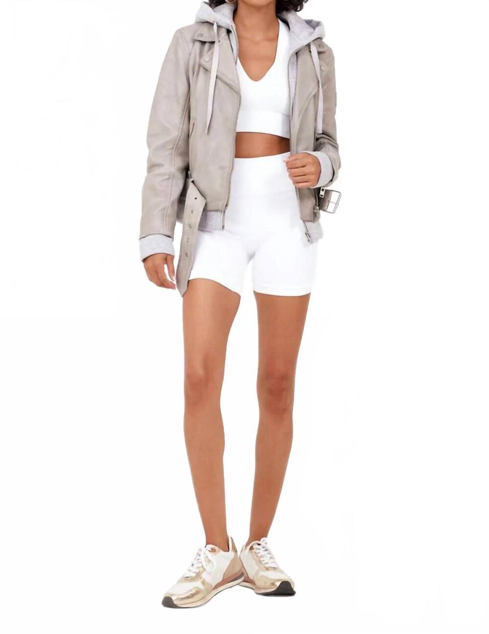 NEW MAURITIUS freda leather jacket in silver grey